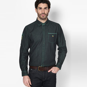 Solid Green Casual Shirt