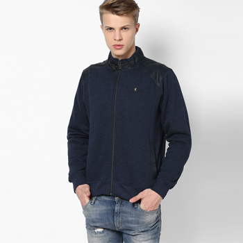 Striped Navy Blue Sweat Jacket