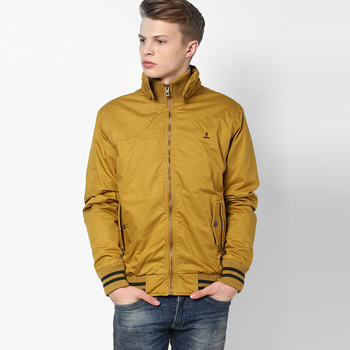 Solid Mustard Yellow Casual Jacket